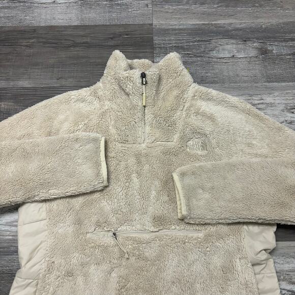 The North Face TNF Osito Sport Hybrid Cream Womens L 1/4 Zip Fuzzy Fleece Jacket - Picture 1 of 9